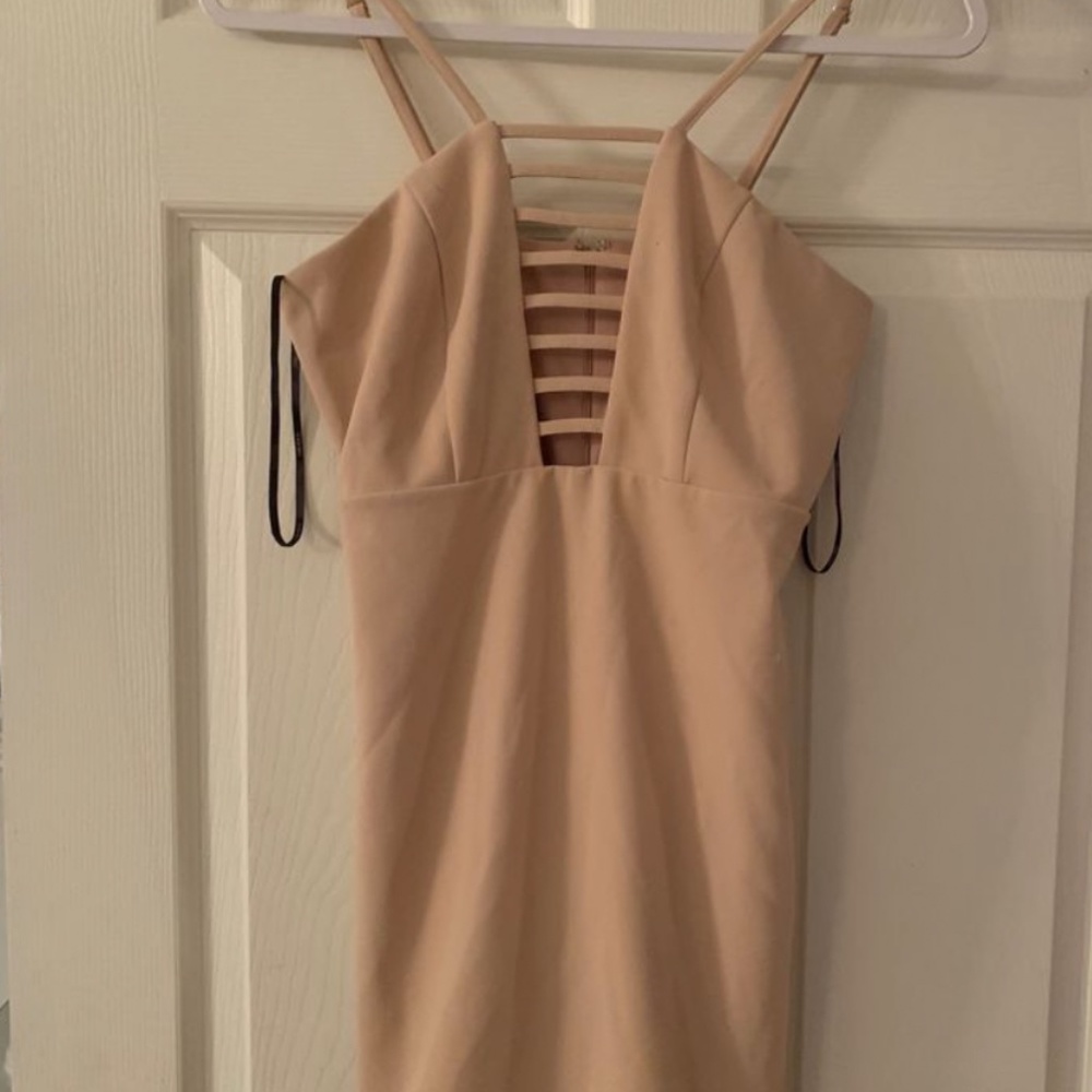 beige cocktail dress